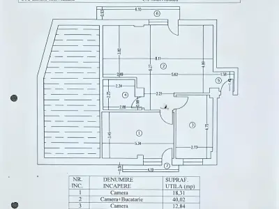Plan apartament de vanzare Sector 2 Bucuresti schita tehnica